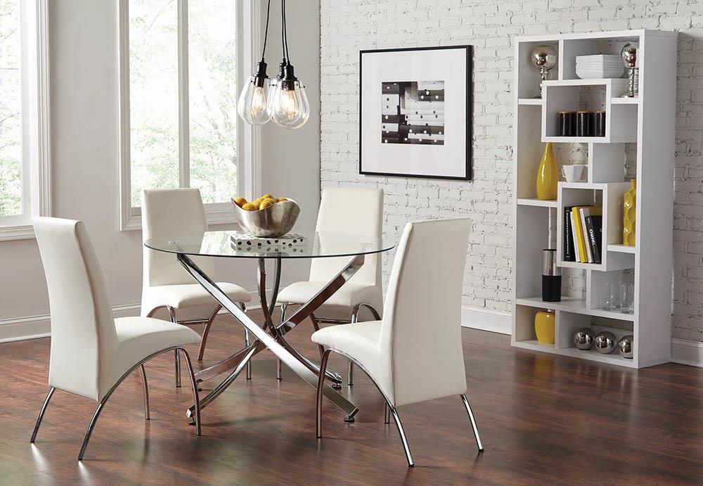 Beckham Chrome/Clear Round Dining Table - 106440 - Bien Home Furniture & Electronics