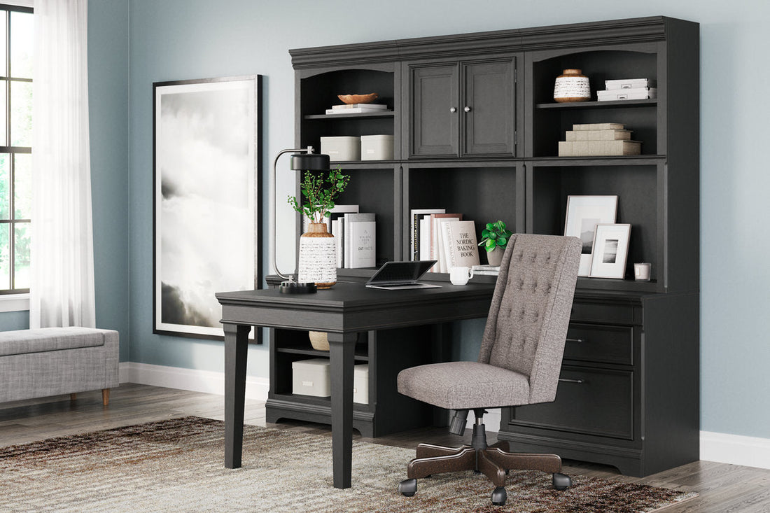 Beckincreek Black Home Office Bookcase Desk - SET | H778-40B | H778-40T(2) | H778-41B | H778-41T | H778-44 - Bien Home Furniture &amp; Electronics