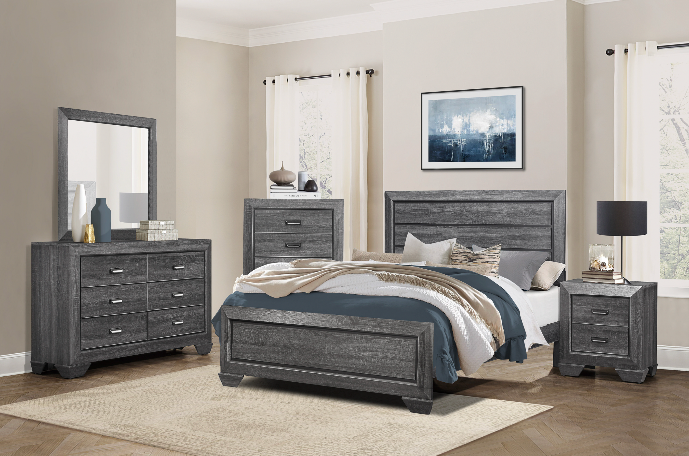 Beechnut Gray King Panel Bed - SET | 1904KGY-1 | 1904GY-3 - Bien Home Furniture & Electronics