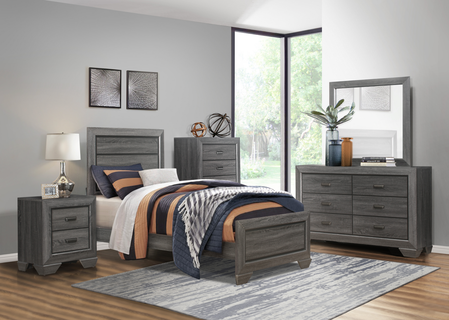 Beechnut Gray Twin Panel Bed - SET | 1904TGY-1 | 1904FGY-3 - Bien Home Furniture & Electronics