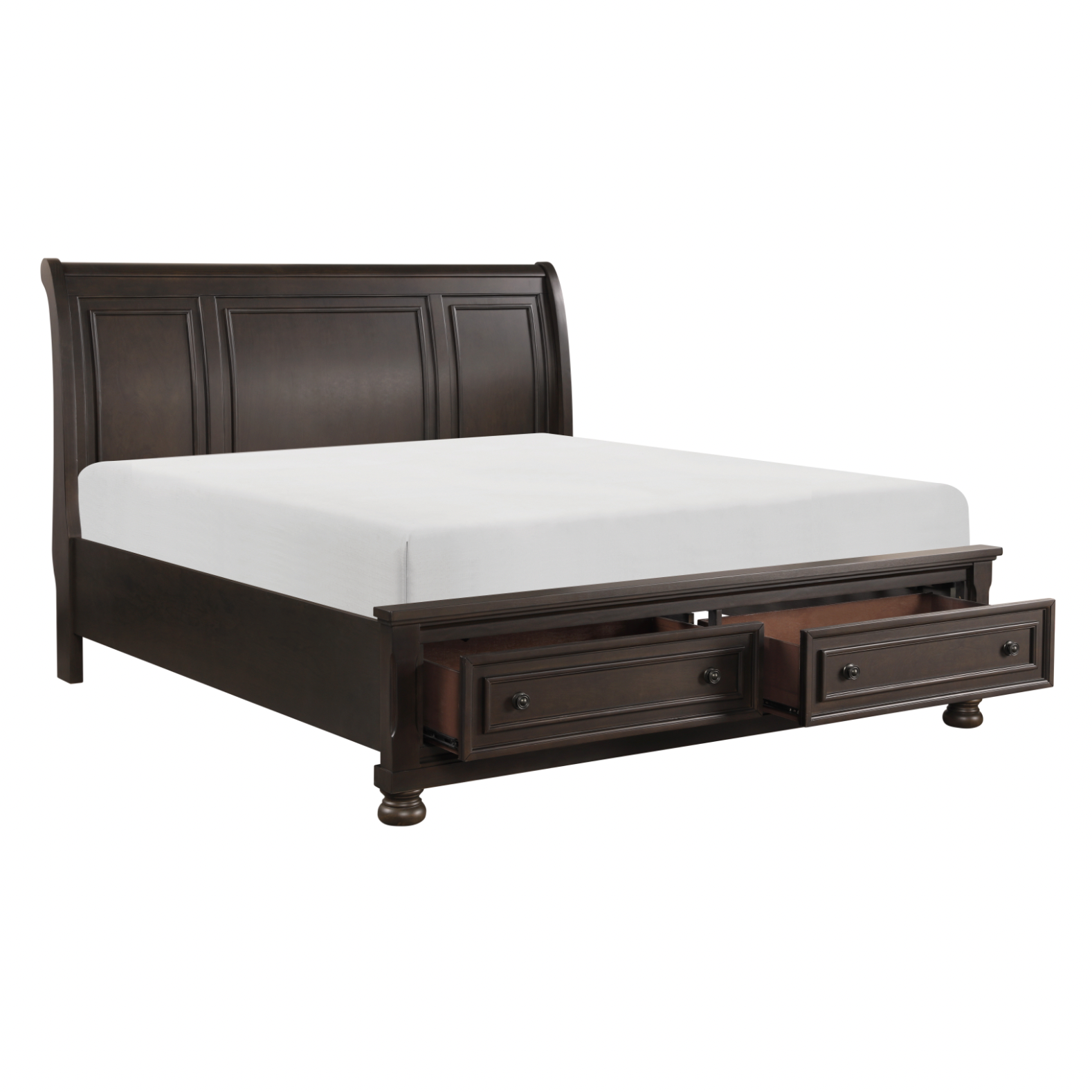 Begonia Grayish Brown King Sleigh Storage Platform Bed - SET | 1718KGY-1 | 1718KGY-2 | 1718GY-3 - Bien Home Furniture & Electronics