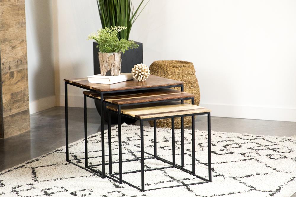 Belcourt 3-Piece Square Nesting Tables Natural/Black - 931182 - Bien Home Furniture & Electronics