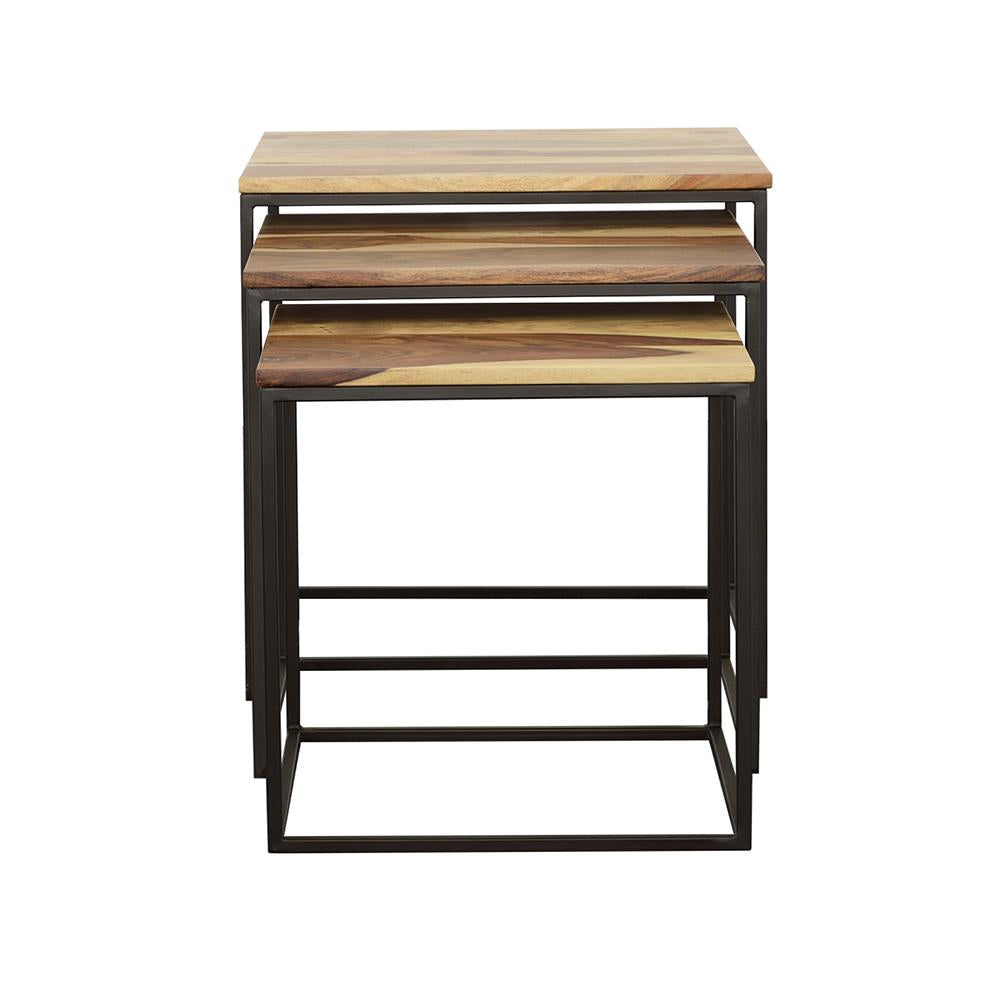 Belcourt 3-Piece Square Nesting Tables Natural/Black - 931182 - Bien Home Furniture & Electronics
