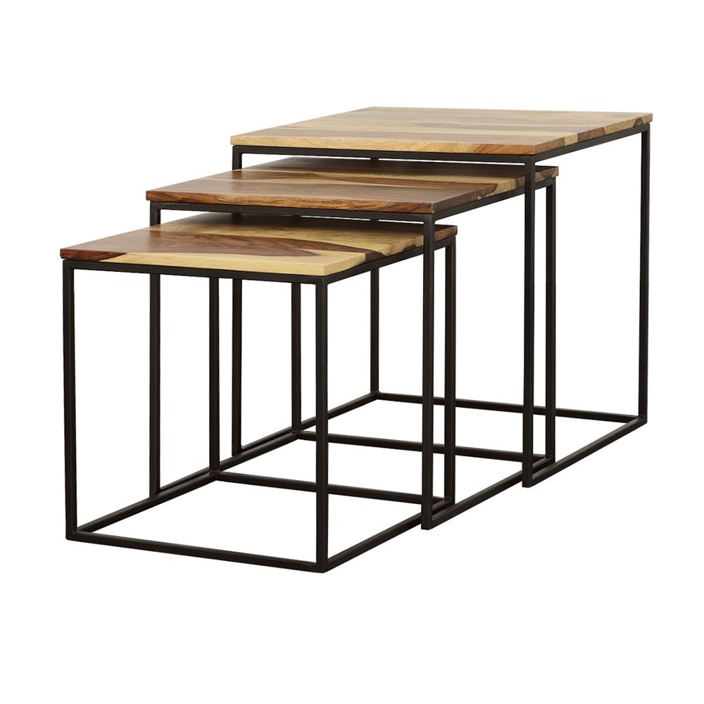Belcourt 3-Piece Square Nesting Tables Natural/Black - 931182 - Bien Home Furniture & Electronics