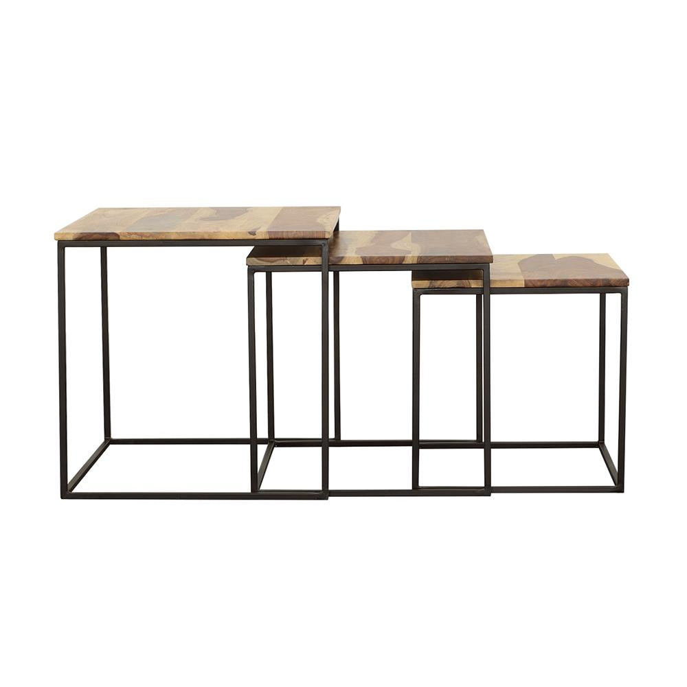 Belcourt 3-Piece Square Nesting Tables Natural/Black - 931182 - Bien Home Furniture & Electronics