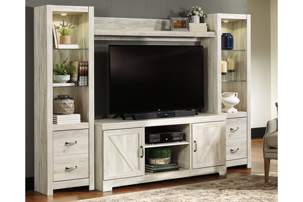 Bellaby Whitewash 4-Piece Entertainment Center - SET | W331-24(2) | W331-27 | W331-68 - Bien Home Furniture & Electronics