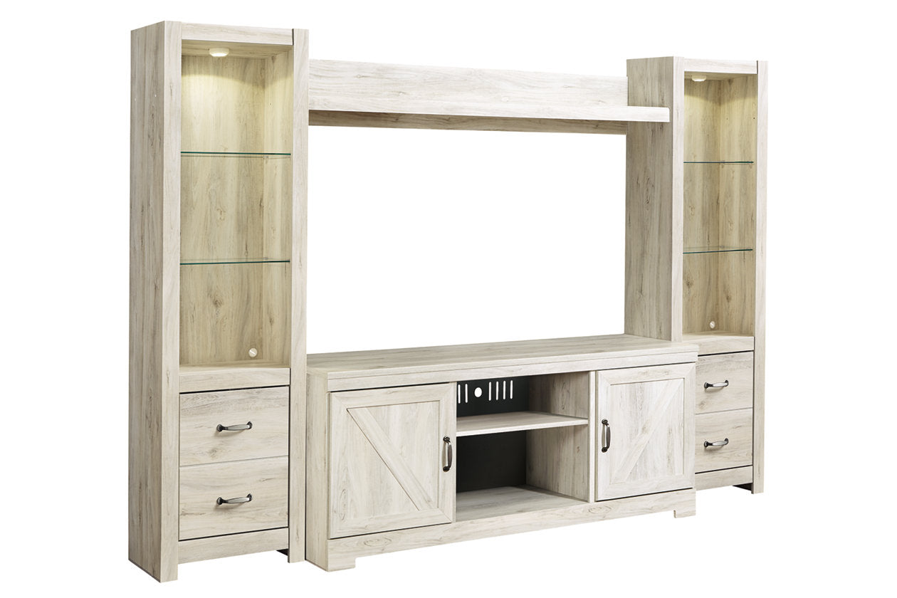 Bellaby Whitewash 4-Piece Entertainment Center - SET | W331-24(2) | W331-27 | W331-68 - Bien Home Furniture & Electronics
