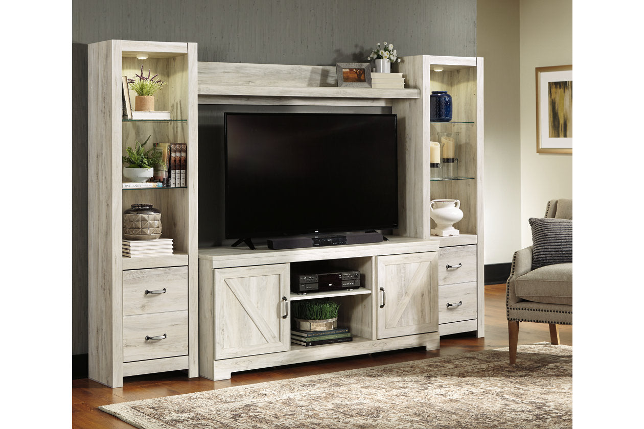 Bellaby Whitewash 4-Piece Entertainment Center - SET | W331-24(2) | W331-27 | W331-68 - Bien Home Furniture & Electronics