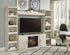 Bellaby Whitewash 4-Piece Entertainment Center with Electric Fireplace - SET | EW0331-124(2) | EW0331-127 | EW0331-268 | W100-101 - Bien Home Furniture & Electronics