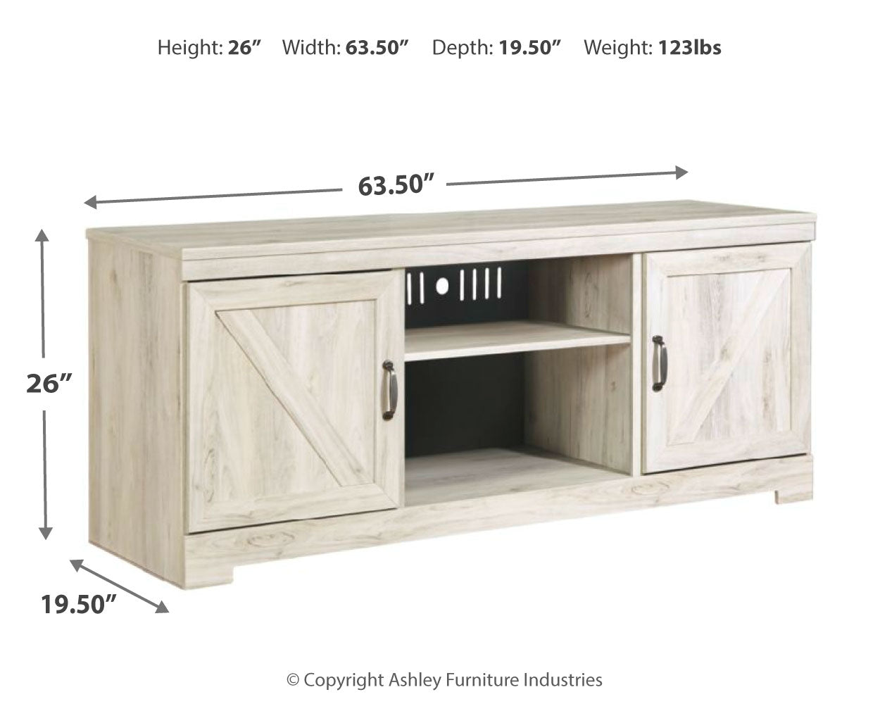 Bellaby Whitewash 63" TV Stand - W331-68 - Bien Home Furniture & Electronics