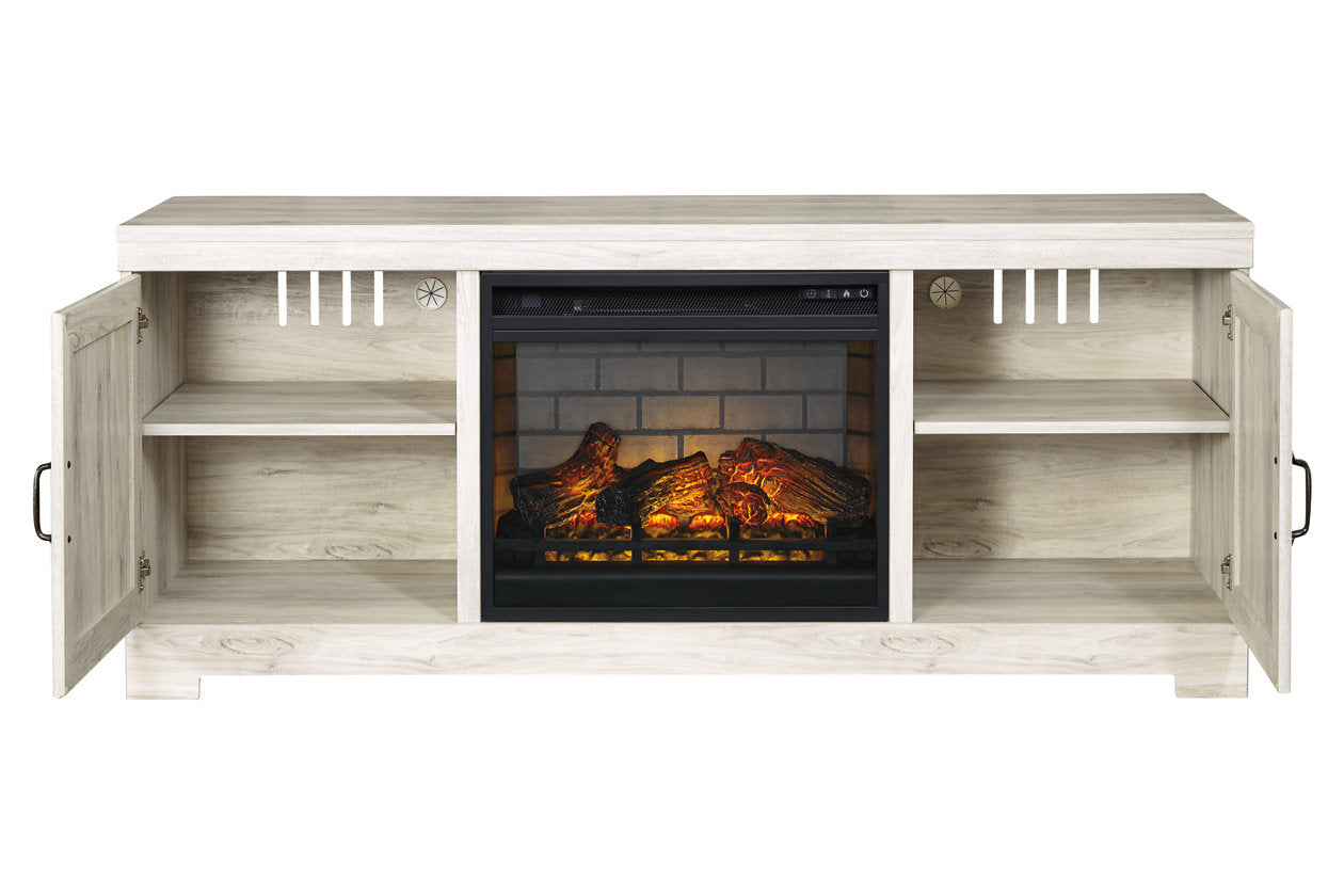 Bellaby Whitewash 63" TV Stand with Electric Fireplace - SET | W100-101 | W331-68 - Bien Home Furniture & Electronics