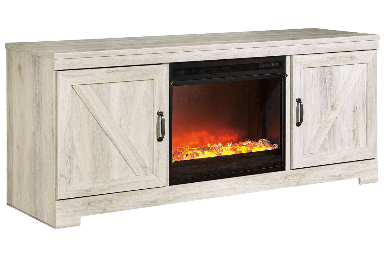 Bellaby Whitewash 63" TV Stand with Fireplace - SET | W100-02 | W331-68 - Bien Home Furniture & Electronics