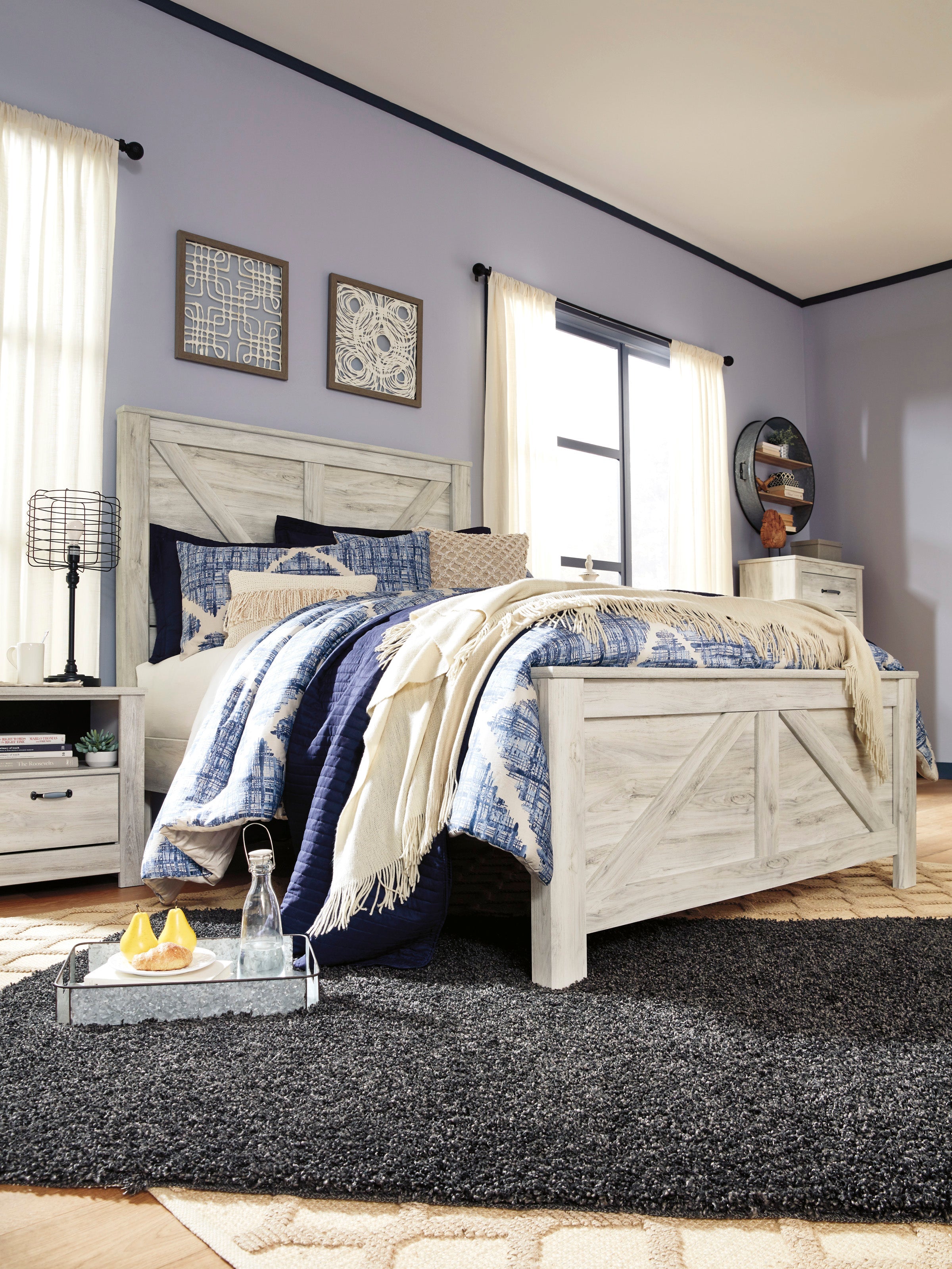 Bellaby Whitewash Crossbuck Panel Bedroom Set - SET | B331-156 | B331-158 | B331-197 | B331-31 | B331-91 - Bien Home Furniture & Electronics
