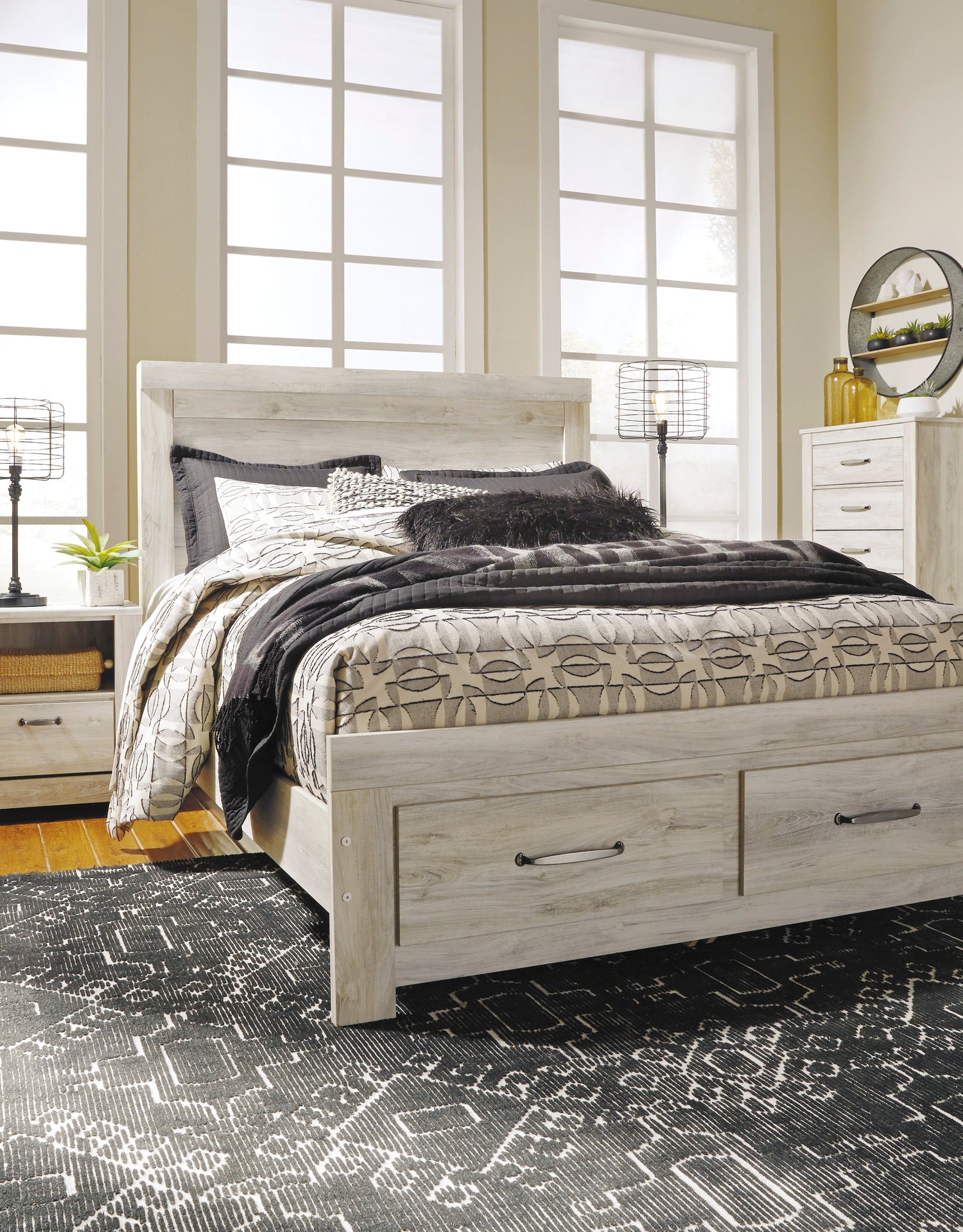 Bellaby Whitewash Footboard Storage Platform Bedroom Set - SET | B331-54S | B331-57 | B331-95 | B331-91 | B331-46 | B100-13 - Bien Home Furniture & Electronics