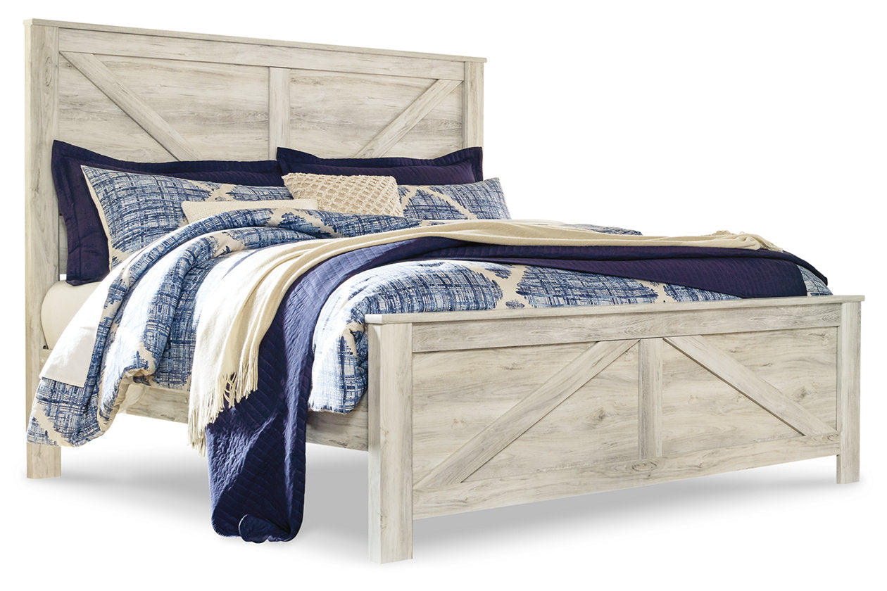 Bellaby Whitewash King Crossbuck Panel Bed - SET | B331-156 | B331-158 | B331-197 - Bien Home Furniture & Electronics