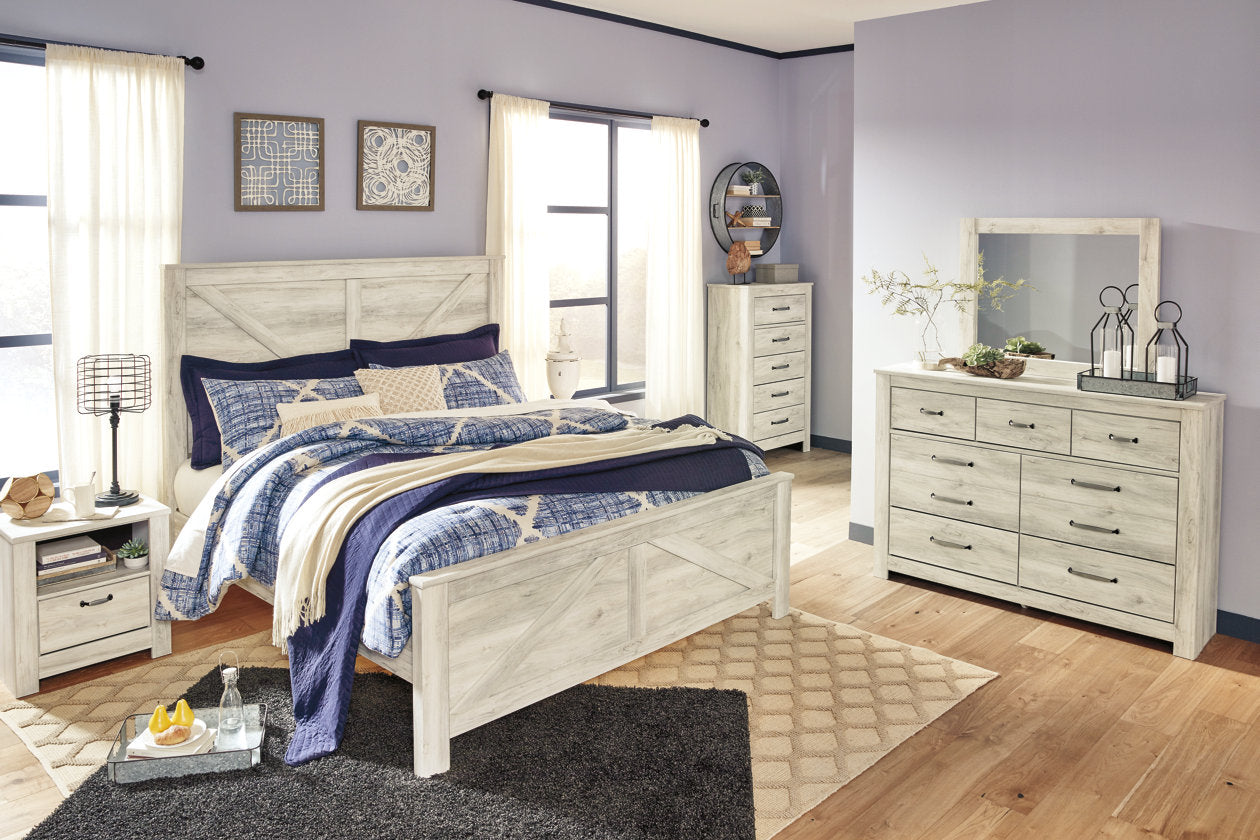 Bellaby Whitewash King Crossbuck Panel Bed - SET | B331-156 | B331-158 | B331-197 - Bien Home Furniture & Electronics