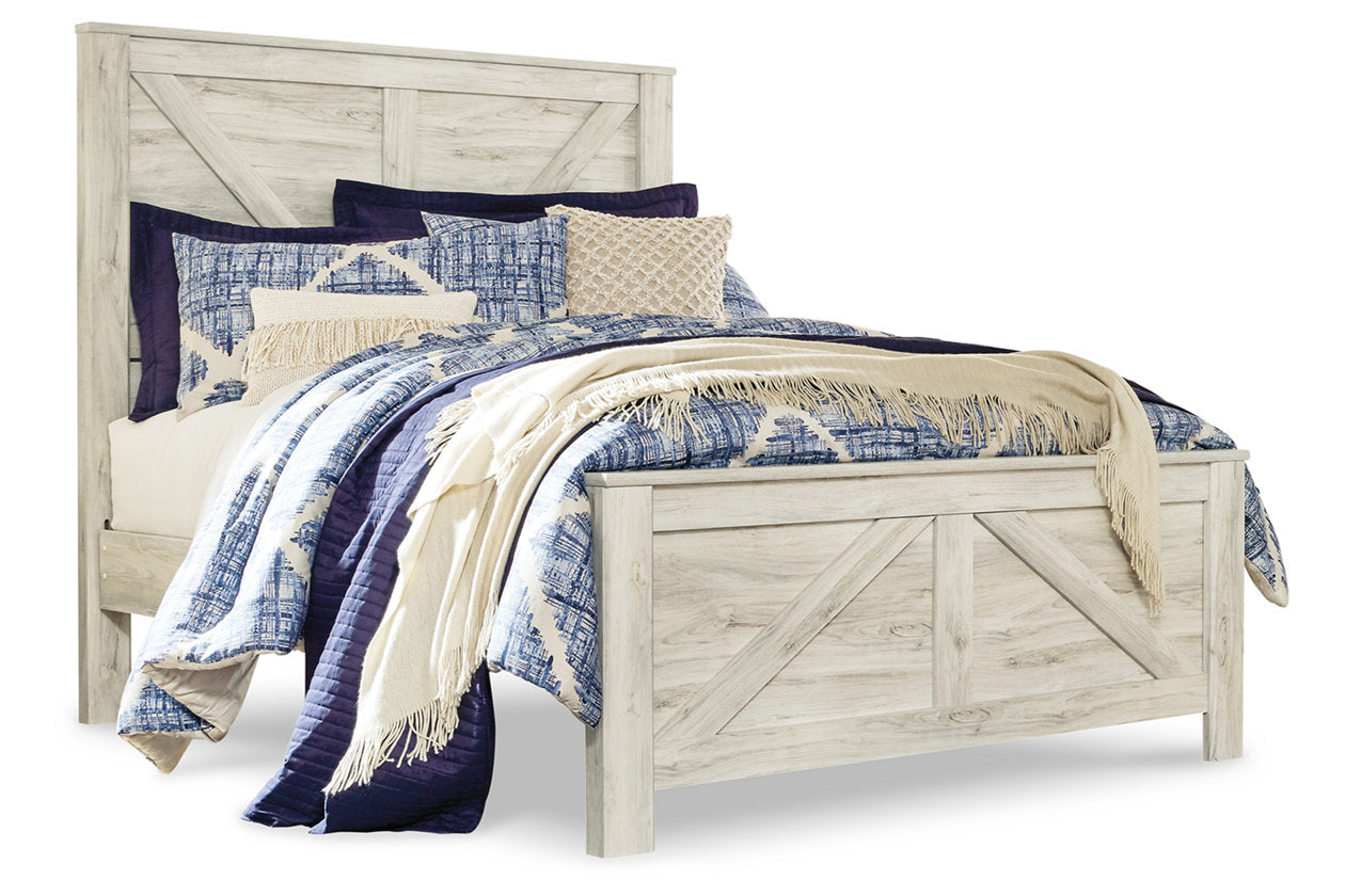 Bellaby Whitewash Queen Crossbuck Panel Bed - SET | B331-154 | B331-157 | B331-196 - Bien Home Furniture & Electronics