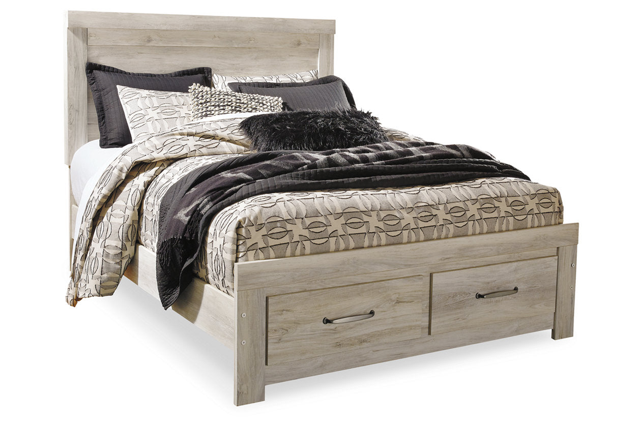 Bellaby Whitewash Queen Platform Bed with 2 Storage Drawers - SET | B100-13 | B331-54S | B331-57 | B331-95 - Bien Home Furniture & Electronics