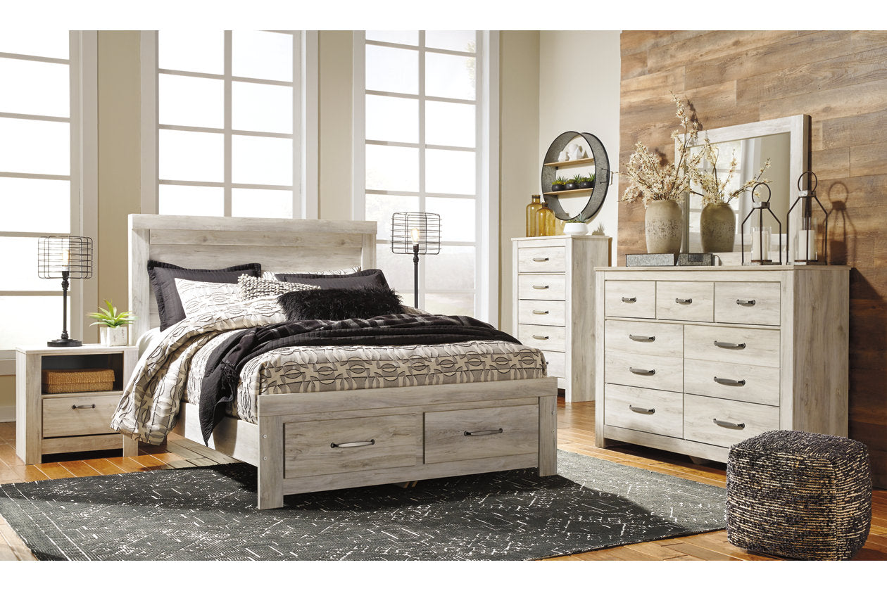 Bellaby Whitewash Queen Platform Bed with 2 Storage Drawers - SET | B100-13 | B331-54S | B331-57 | B331-95 - Bien Home Furniture & Electronics