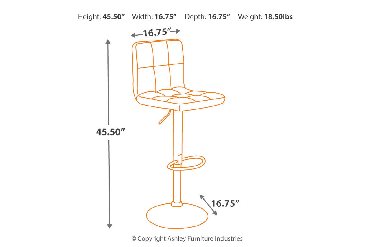 Bellatier Black/Chrome Finish Adjustable Height Barstool, Set of 2 - D120-130 - Bien Home Furniture & Electronics