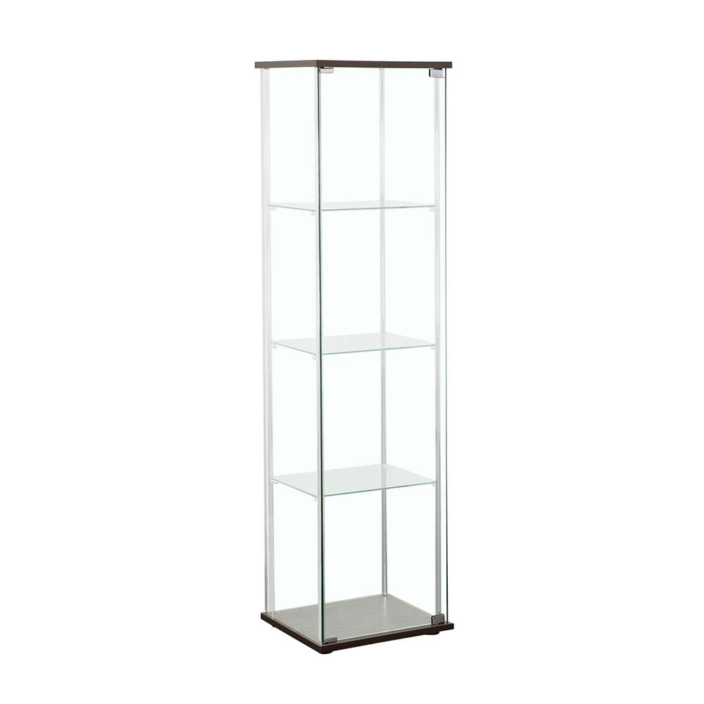Bellatrix Cappuccino/Clear Rectangular 4-Shelf Curio Cabinet - 950172 - Bien Home Furniture & Electronics