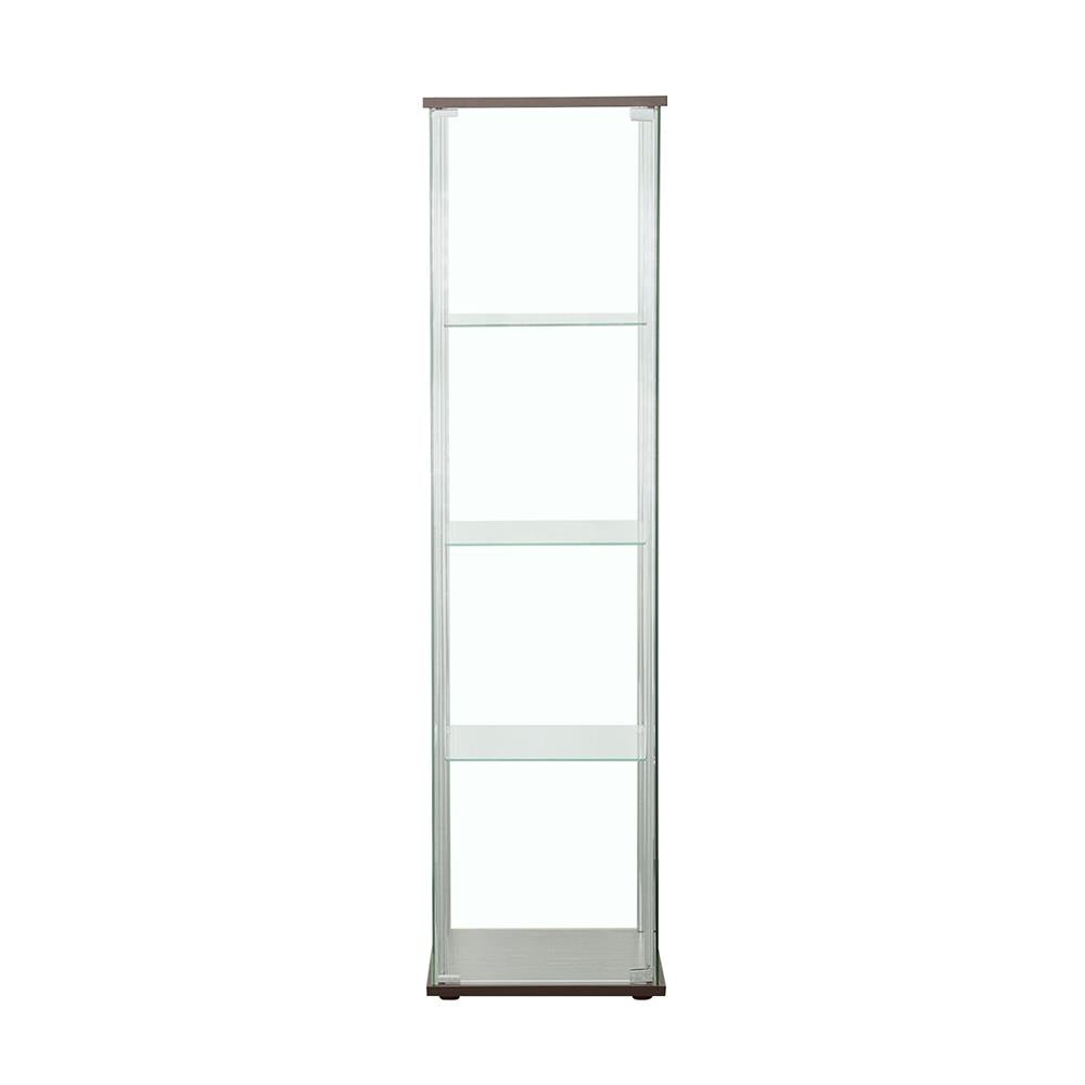 Bellatrix Cappuccino/Clear Rectangular 4-Shelf Curio Cabinet - 950172 - Bien Home Furniture & Electronics
