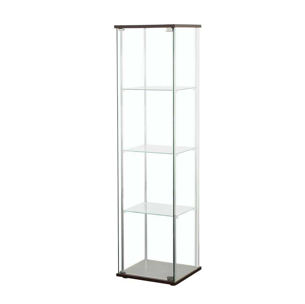 Bellatrix Cappuccino/Clear Rectangular 4-Shelf Curio Cabinet - 950172 - Bien Home Furniture & Electronics