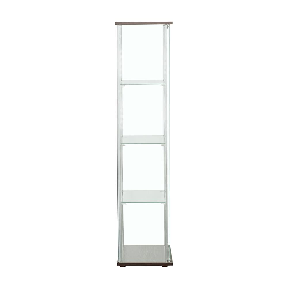 Bellatrix Cappuccino/Clear Rectangular 4-Shelf Curio Cabinet - 950172 - Bien Home Furniture & Electronics