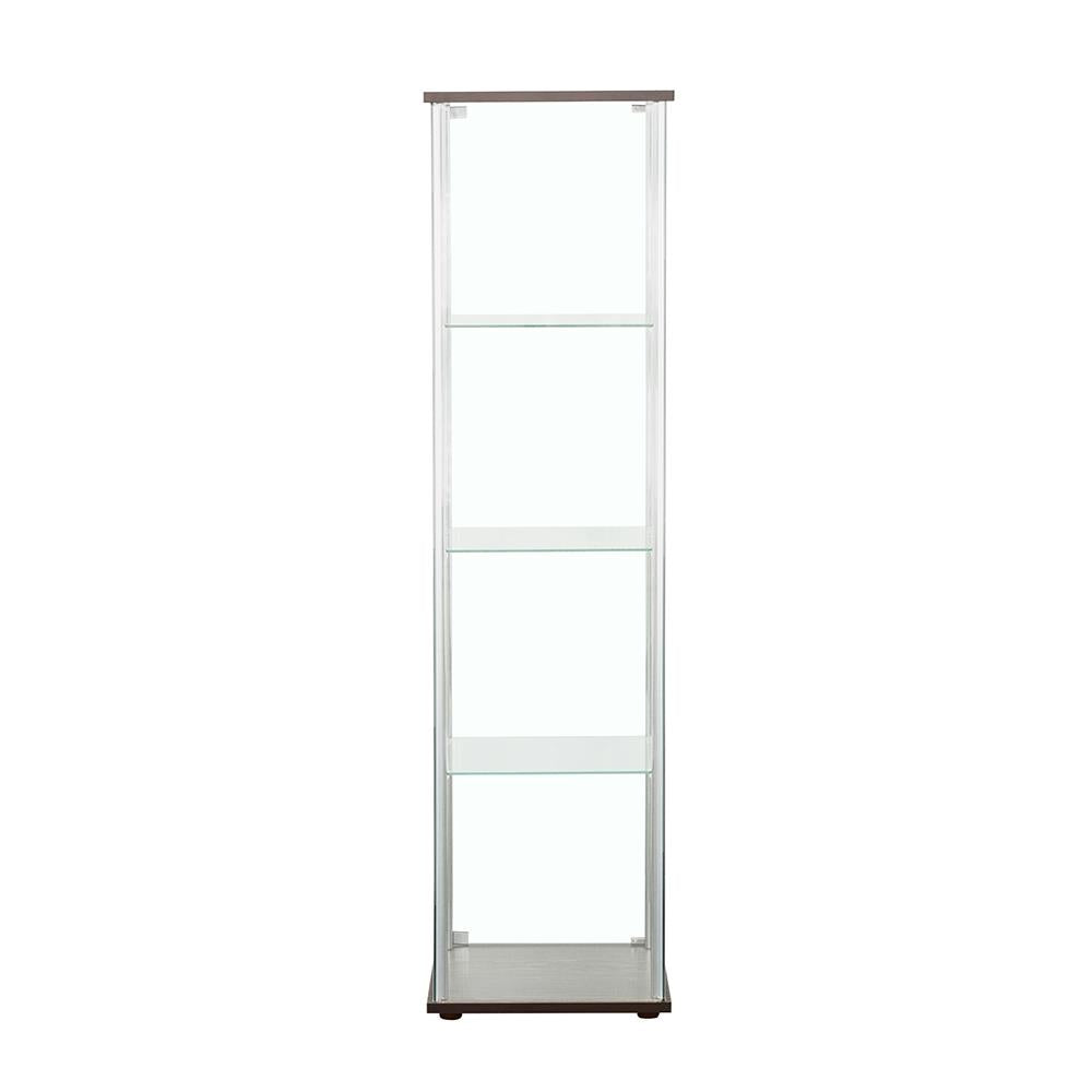 Bellatrix Cappuccino/Clear Rectangular 4-Shelf Curio Cabinet - 950172 - Bien Home Furniture & Electronics
