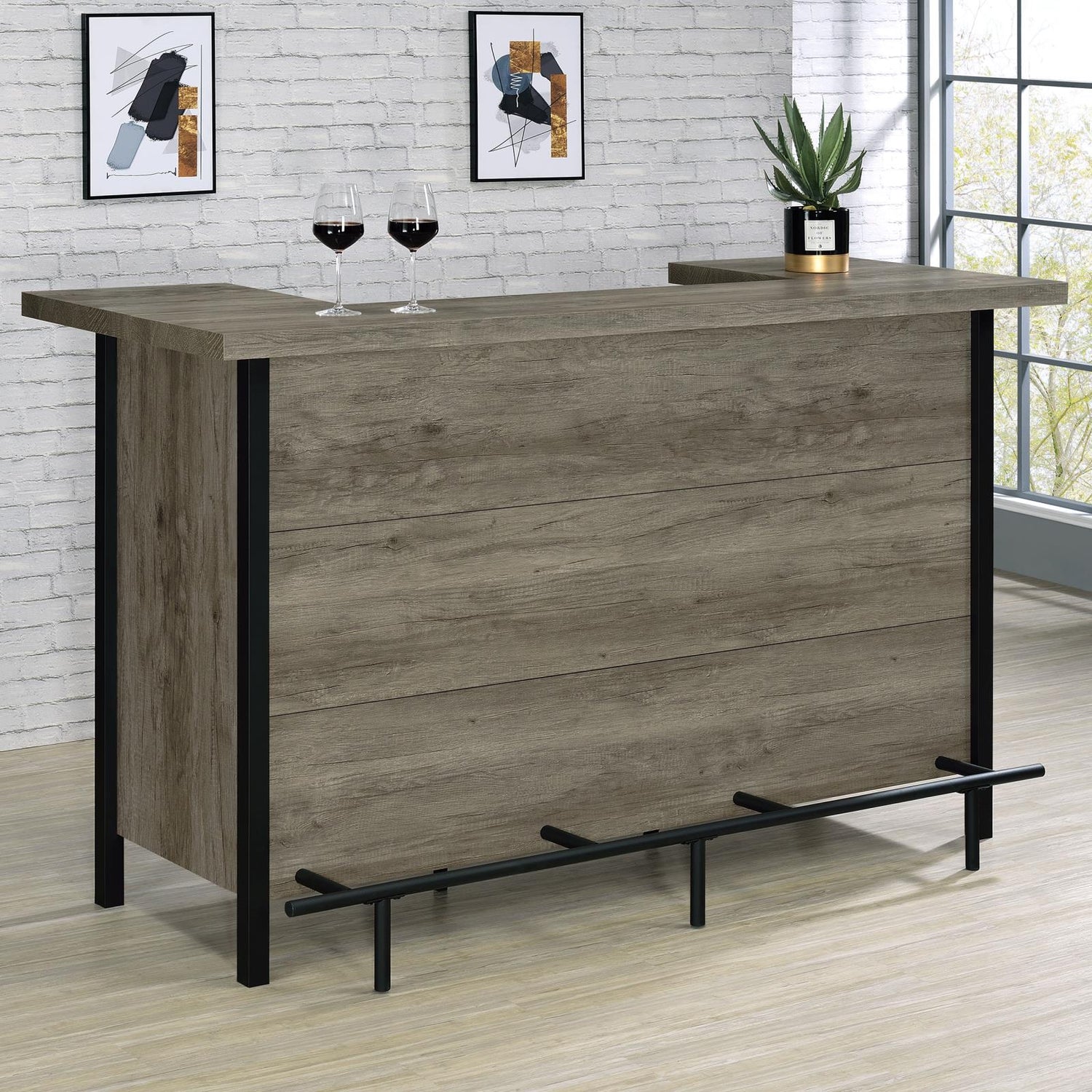 Bellemore Gray Driftwood/Black Bar Unit with Footrest - 182105 - Bien Home Furniture & Electronics