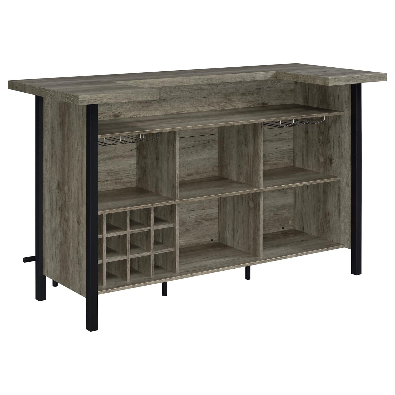 Bellemore Gray Driftwood/Black Bar Unit with Footrest - 182105 - Bien Home Furniture & Electronics