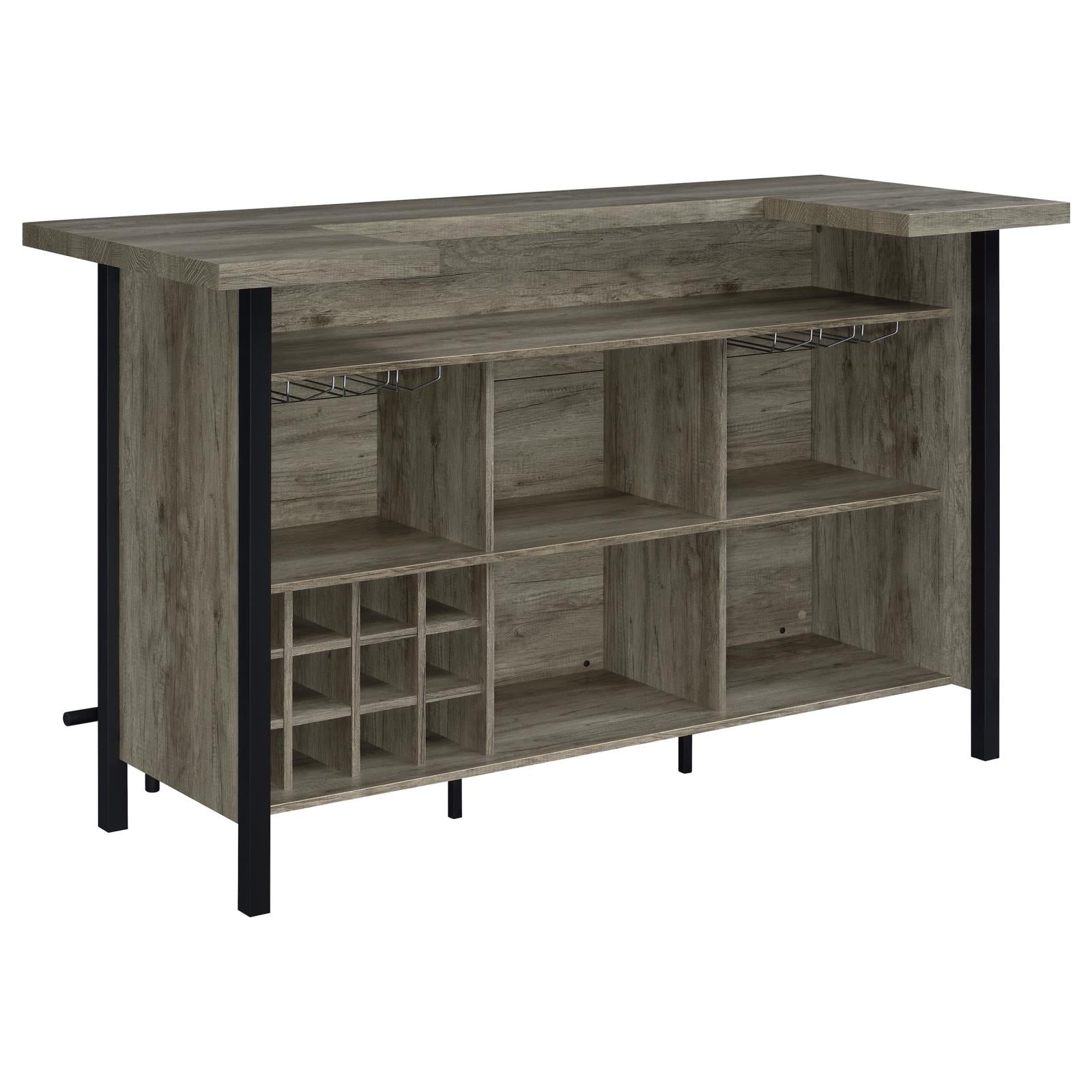 Bellemore Gray Driftwood/Black Bar Unit with Footrest - 182105 - Bien Home Furniture & Electronics