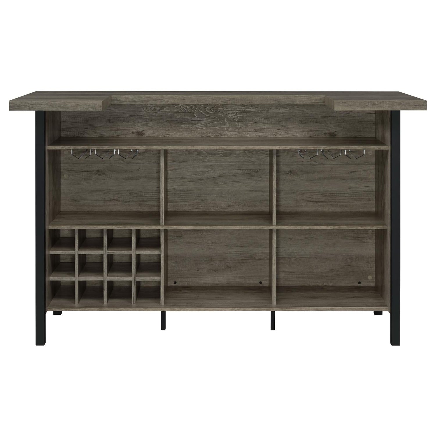 Bellemore Gray Driftwood/Black Bar Unit with Footrest - 182105 - Bien Home Furniture & Electronics