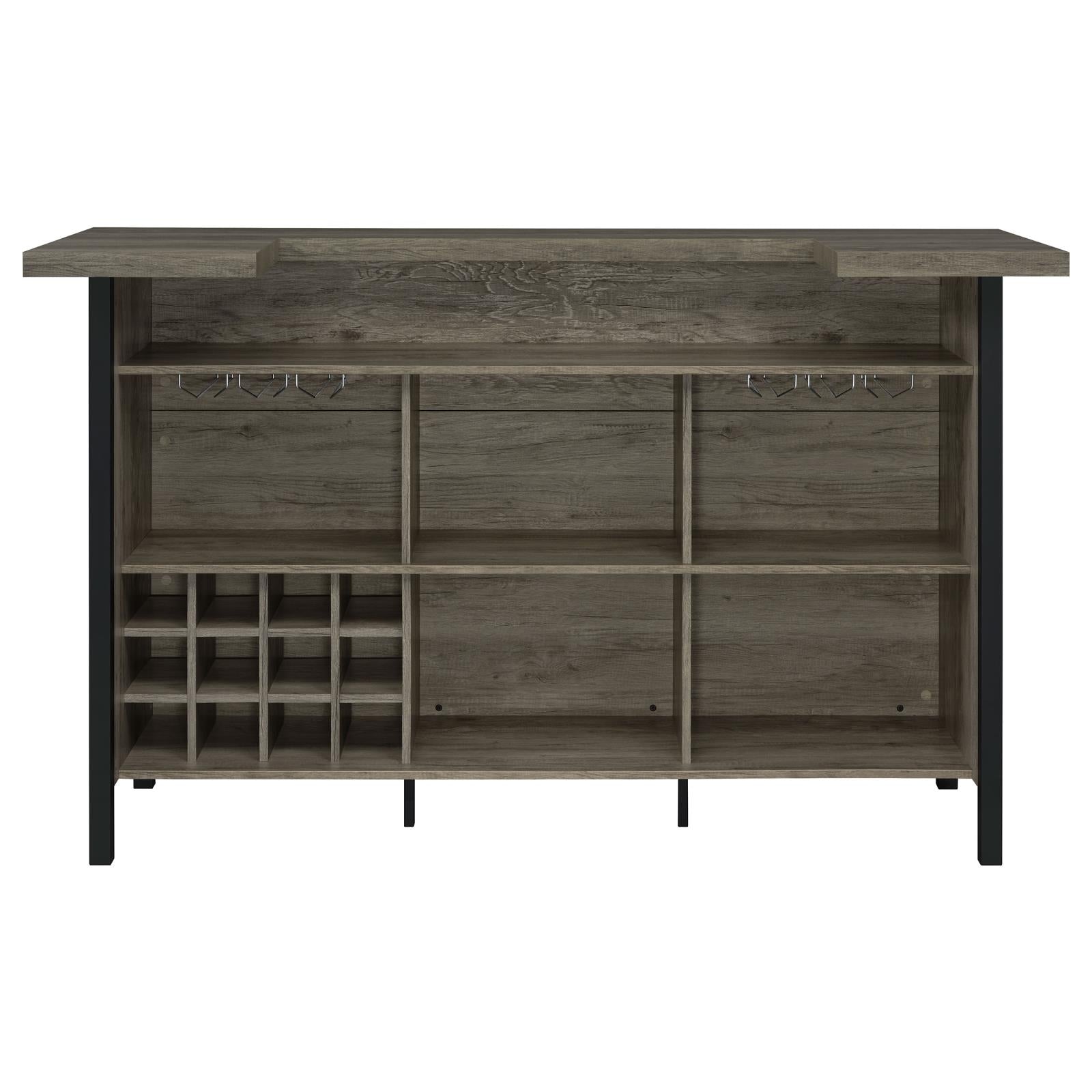 Bellemore Gray Driftwood/Black Bar Unit with Footrest - 182105 - Bien Home Furniture & Electronics