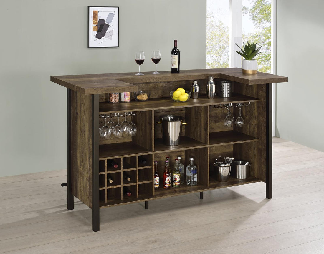 Bellemore Rustic Oak Rectangular Storage Bar Unit - 182104 - Bien Home Furniture &amp; Electronics