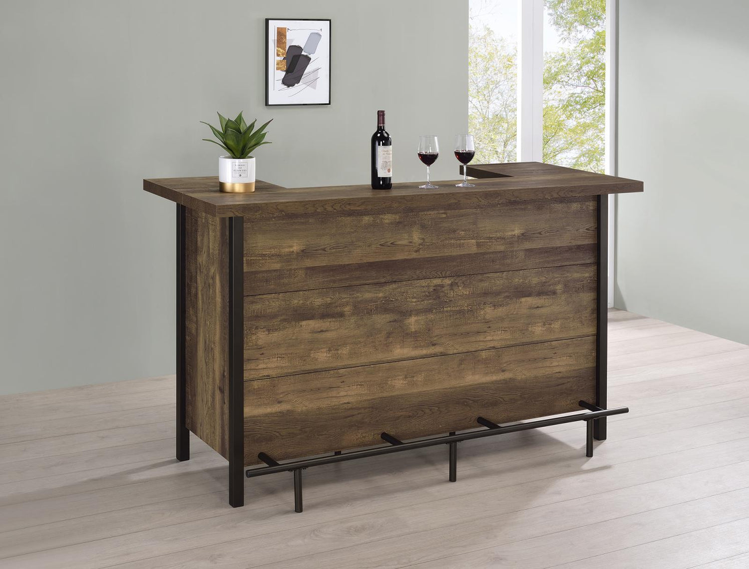 Bellemore Rustic Oak Rectangular Storage Bar Unit - 182104 - Bien Home Furniture & Electronics