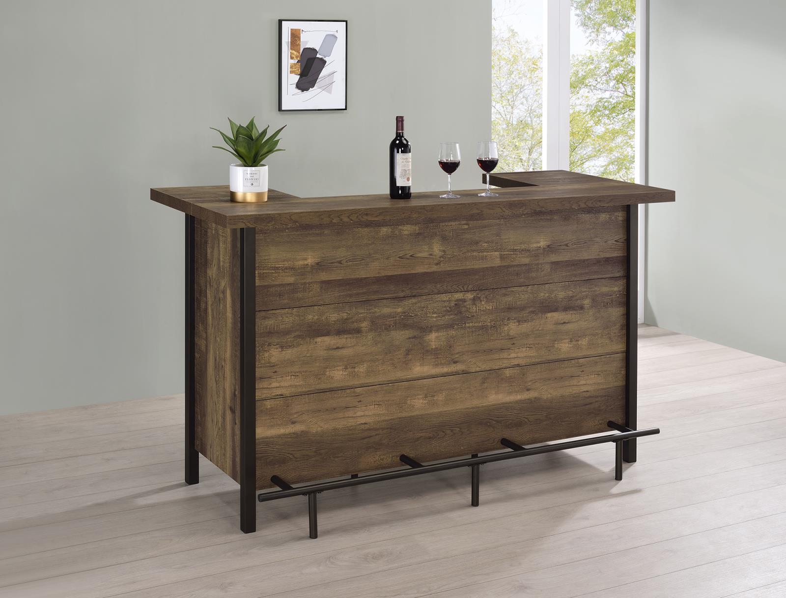 Bellemore Rustic Oak Rectangular Storage Bar Unit - 182104 - Bien Home Furniture &amp; Electronics