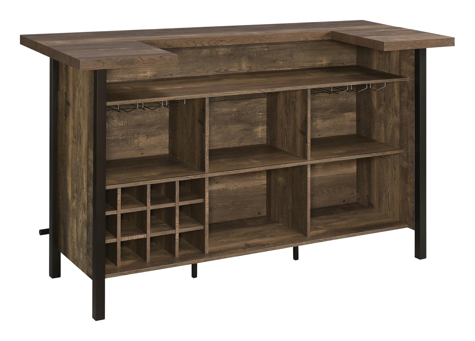 Bellemore Rustic Oak Rectangular Storage Bar Unit - 182104 - Bien Home Furniture &amp; Electronics