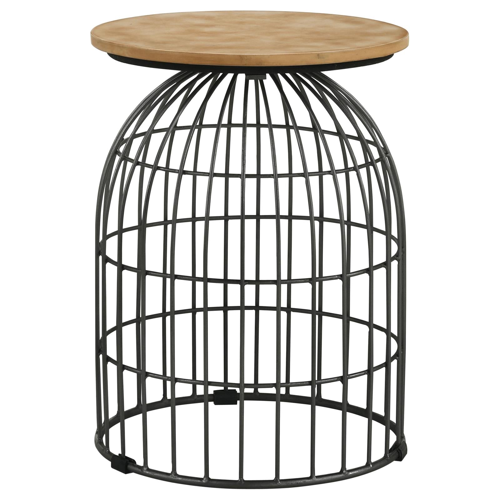 Bernardo Natural/Gunmetal Round Accent Table with Bird Cage Base - 935860 - Bien Home Furniture & Electronics