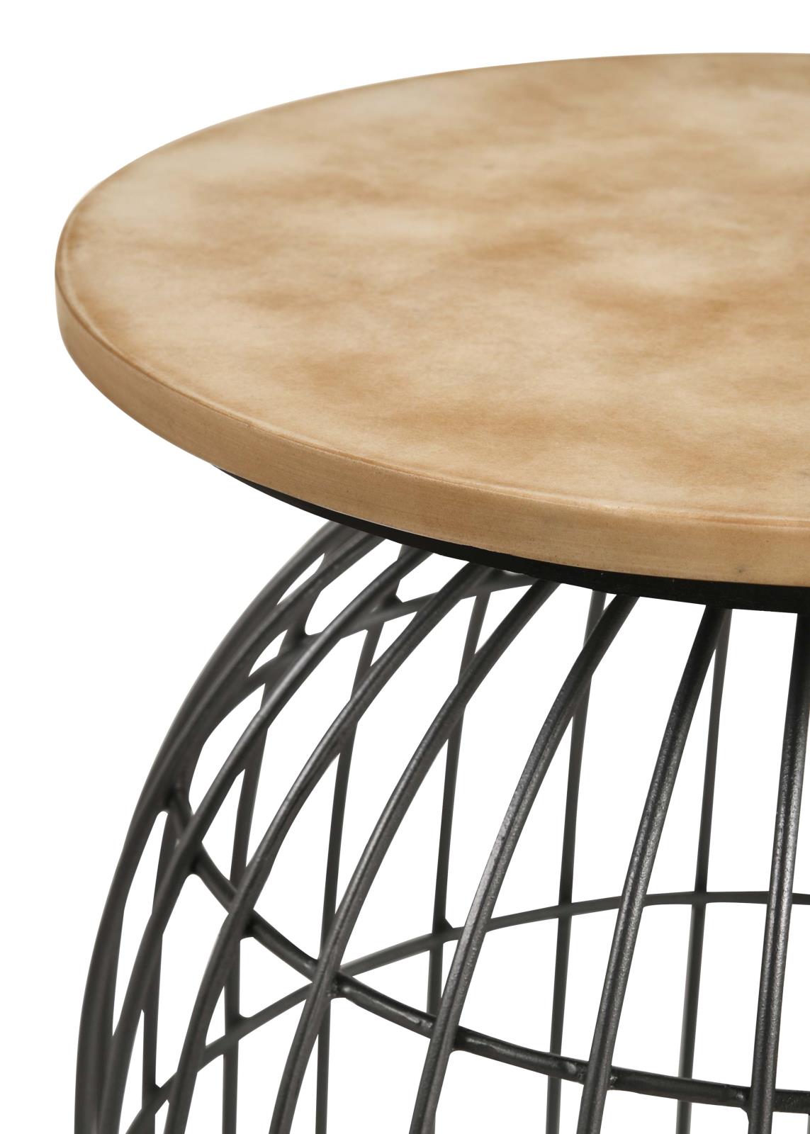 Bernardo Natural/Gunmetal Round Accent Table with Bird Cage Base - 935860 - Bien Home Furniture &amp; Electronics