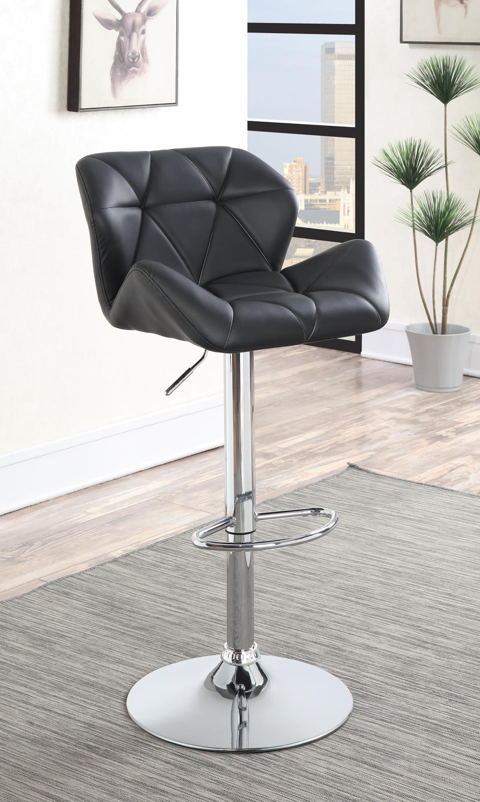Berrington Chrome/Black Adjustable Bar Stools, Set of 2 - 100425 - Bien Home Furniture & Electronics