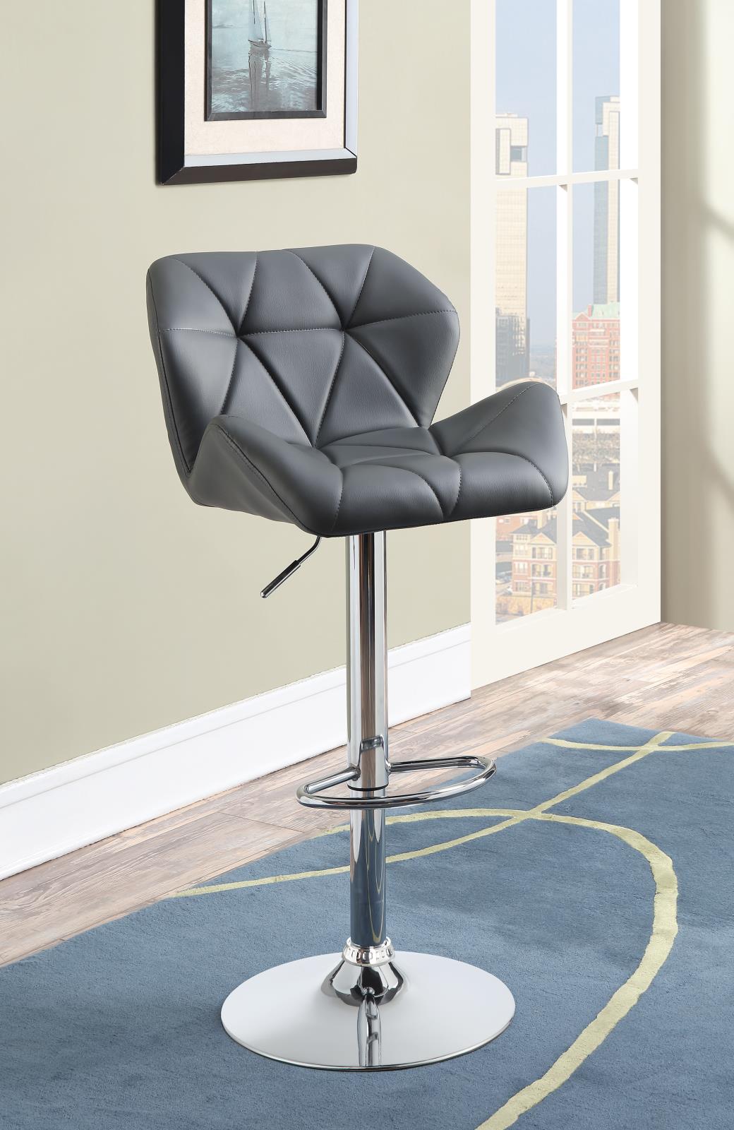 Berrington Chrome/Gray Adjustable Bar Stools, Set of 2 - 100426 - Bien Home Furniture & Electronics