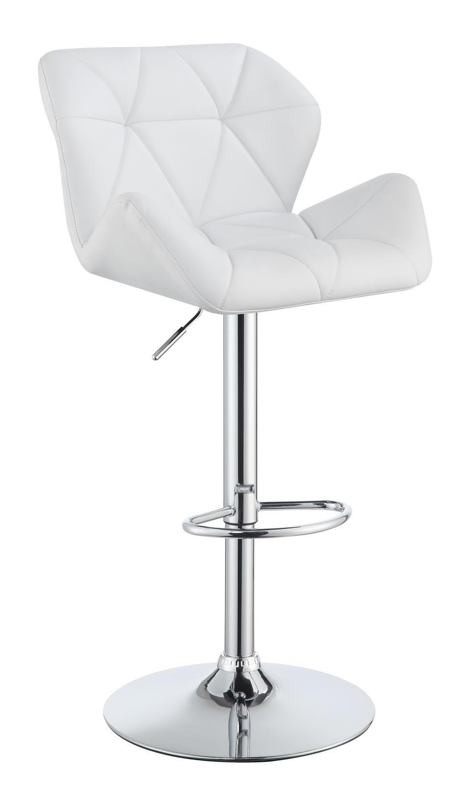 Berrington Chrome/White Adjustable Bar Stools, Set of 2 - 100424 - Bien Home Furniture & Electronics