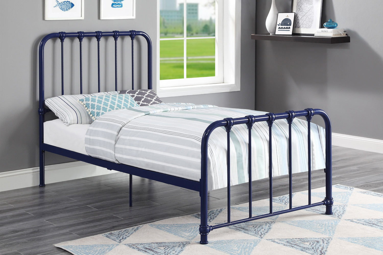 Bethany Blue Twin Metal Platform Bed - 1571BUT-1 - Bien Home Furniture & Electronics