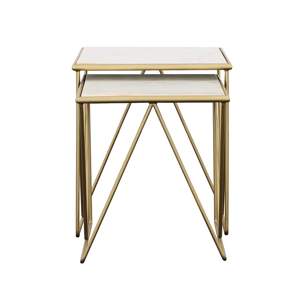 Bette 2-Piece Nesting Table Set White/Gold - 930075 - Bien Home Furniture & Electronics