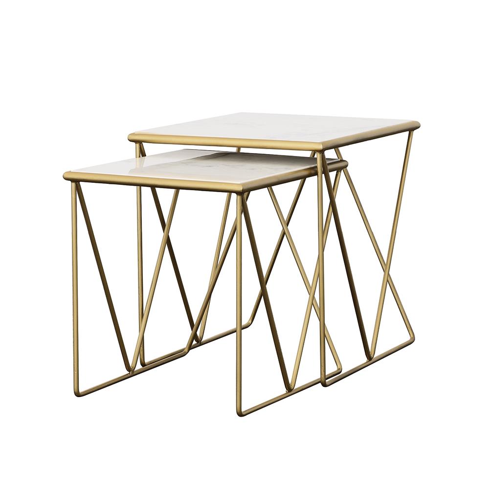 Bette 2-Piece Nesting Table Set White/Gold - 930075 - Bien Home Furniture & Electronics