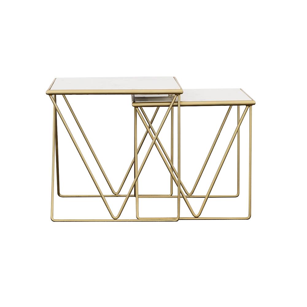 Bette 2-Piece Nesting Table Set White/Gold - 930075 - Bien Home Furniture & Electronics