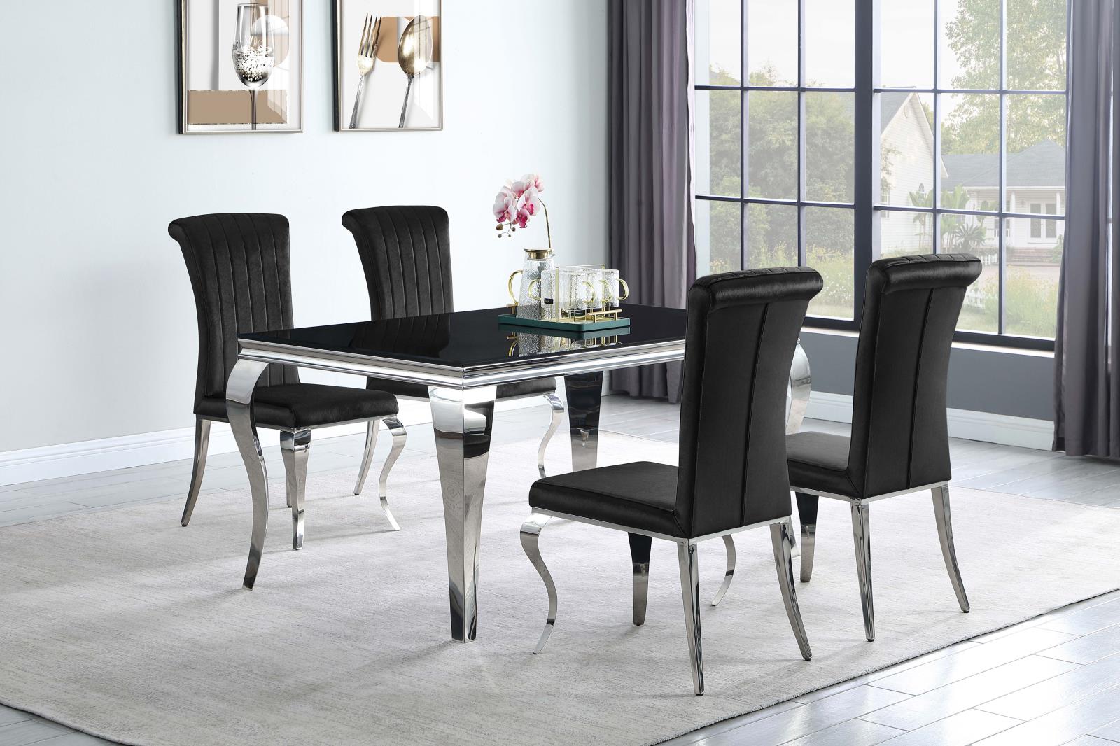 Betty Black/Chrome Upholstered Side Chairs, Set of 4 - 105072 - Bien Home Furniture & Electronics