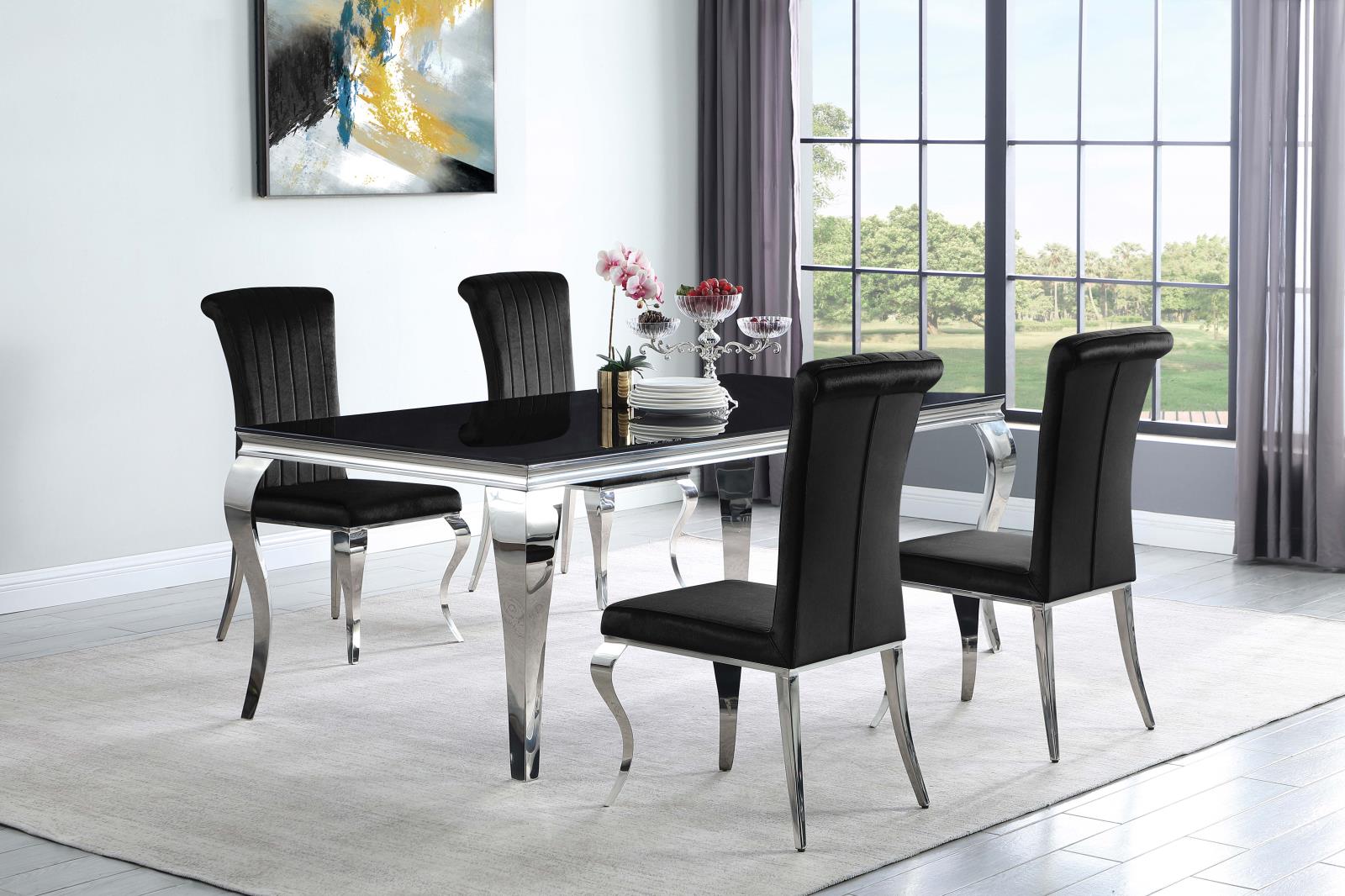 Betty Black/Chrome Upholstered Side Chairs, Set of 4 - 105072 - Bien Home Furniture & Electronics