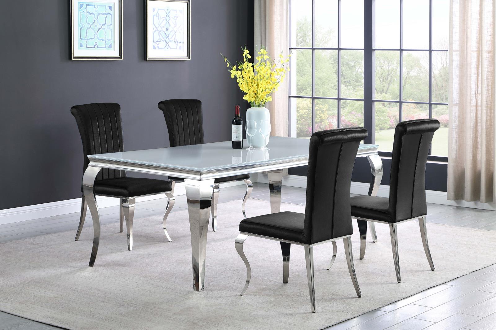 Betty Black/Chrome Upholstered Side Chairs, Set of 4 - 105072 - Bien Home Furniture & Electronics